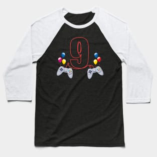 9th Birthday Boy Toddlers Video Gamer Baseball T-Shirt